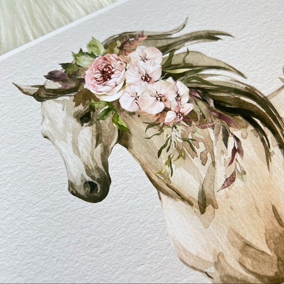 Floral Horse Watercolor Illustration Wall Art Print Poster Unframed - Picture 11 of 17